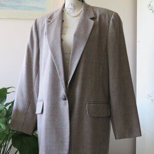 Vintage Alia Wool Houndstooth Light Grey Blazer